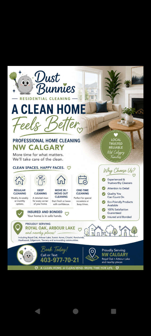 Dust Bunnies NW Calgary Cleaning