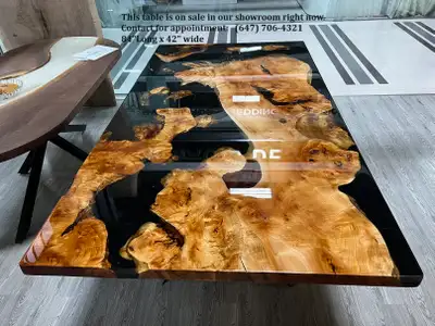 Tables with live edges and epoxy river, View more