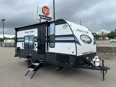 The 2027 Wolf Pup 16FQW is a compact, lightweight travel trailer designed for easy towing and comfor...