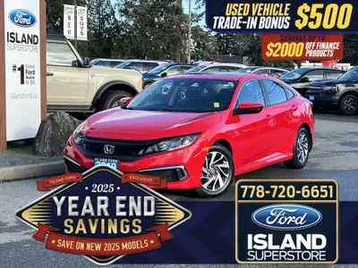 2019 Honda Civic Sedan EX with a 2.0L i-VTEC engine, adaptive cruise control, power moonroof, Apple...