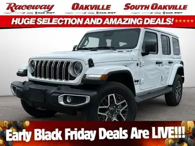 2025 JEEP WRANGLER 4-DOOR SAHARA 4X4 Bright White Black Mckinley Trimmed Seats 3.6L V6 Engine - Safe...