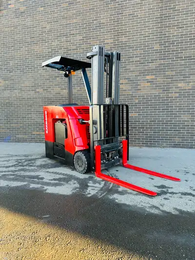 Keywords: Raymond forklift, dock stocker forklift, stand-up forklift, 3,500 lbs capacity, 3-stage ma...
