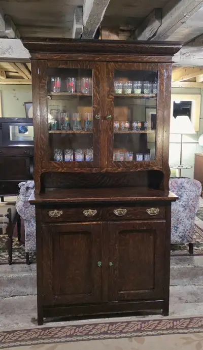 Tall Two Piece Antique Cabinet, View more