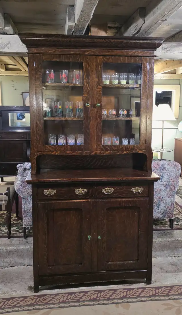 Tall Two Piece Antique Cabinet in Hutches & Display Cabinets in St. Albert - Image 2