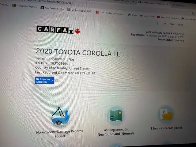 2020 Toyota COROLLA4333764632648192025