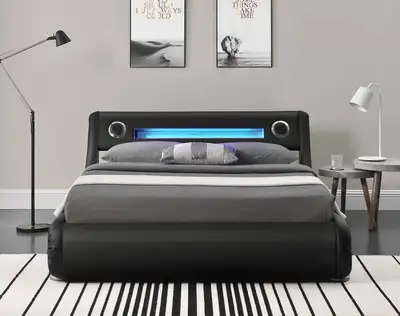 NEW LEATHER LED LIFT BED WITH MUSIC 13241, View more