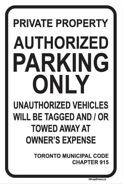 Authorized Parking Sign W/Toronto Municipal Code, View more