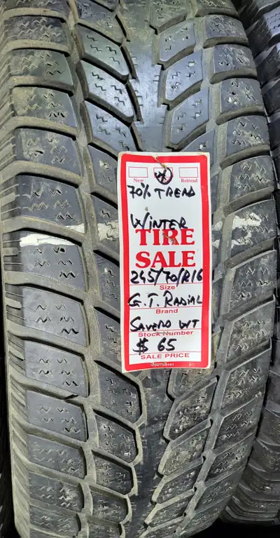 P 245/70/ R16 GT Radial Savero wt Winter M/S* Used WINTER Tires 70% TREAD LEFT $65 for THE TIRE / 1...