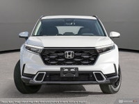 Meet the 2023 Honda CR-V Hybrid Touring, a white AWD SUV designed for exceptional handling and perfo... (image 1)