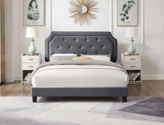 Twin King Bed Frames Velvet Bed Frames Modern Design in Beds & Mattresses in Oshawa / Durham Region - Image 3
