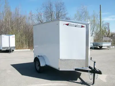 remorque neuve Weberlane 5' x 18' V-nose 1 essieux 3500lb. avec verin 66'' de haut interieur cote co...