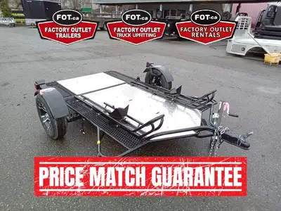 NEW 6x10ft 2-Place Motorcycle Trailer from Marlon - Folds Up For Storage - Loading Rail Bolted to Un...