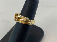 18K Gold Snake Ring w/ Green Stones Accents