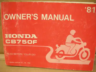 Used owners manual for 1981 Honda CB 750 F the manual is complete and in very good used condition ca...