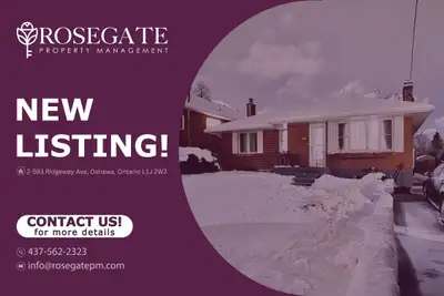 Cozy 1-Bedroom Basement Apartment in a Quiet Oshawa Neighbourhood Welcome to 2-593 Ridgeway Ave, a c...