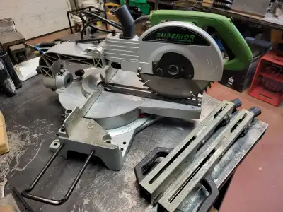 10" Sliding Compound Single Bevel Mitre Saw w/Table Clamps-$150.00
