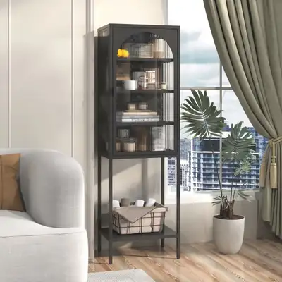 BRAND NEW - Metal Glass Door Display Storage Cabinet - 5-Tier Cu, View more