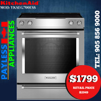 Kitchenaid YKSEB900ESS 30" Slide-In Electric Range with Convecti