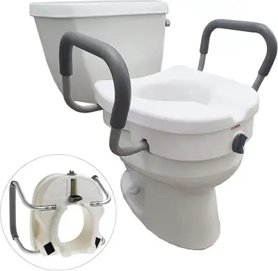Adds 5" of height to the toilet seat. Anyone with sitting or standing difficulties can benefit signi...