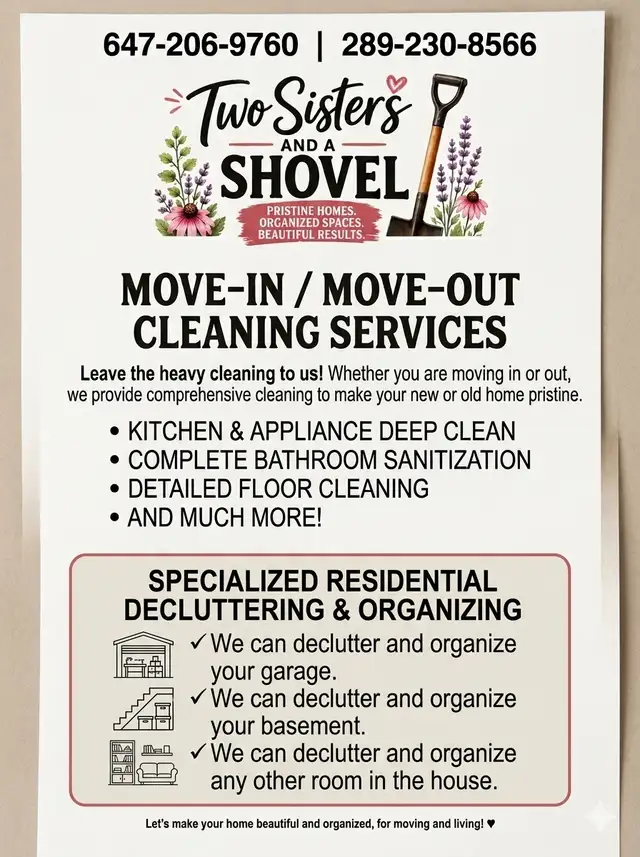 Two Sisters And A Shovel. Move In / Move Out Cleaning.