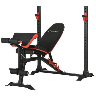 Soozier Adjustable Weight Bench with Squat Rack, Preacher Curl P, View more