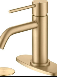 Brushed Gold Bathroom Faucet Single Hole, JXMMP Brass Single Han