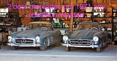 i want buy a older 2 door mercedes benz any condition or location CASH IN HANDS SL SE SEB SC S A B K...