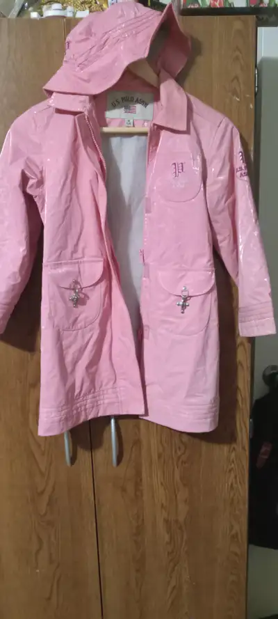 U.S. Polo Assn Girls Pink Rain Jacket (Size 5/6), View more