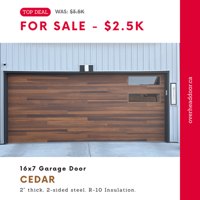 $2.5K DEAL! R-10 Insulated 16x7 Garage Door - CEDAR Wood Finish, View more