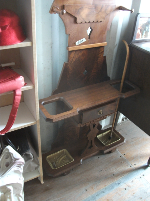 Antique Burl Walnut Hall Rack & Umbrella Stand in Arts & Collectibles in Belleville - Image 9