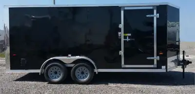 *** INCLUDES FREIGHT & PDI Just Add Taxes 7 X 16 V-Nose Tandem Axle Enclosed Cargo Trailer With Rear...