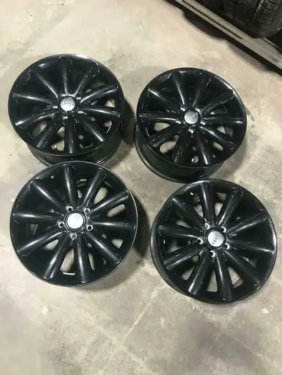 17 x 7.5 Rim Size 5 x 112 Bolt Pattern 50 Offset 66.6 Bore Set of 17in Black Rims Fits Audi A4,A5,Q3...