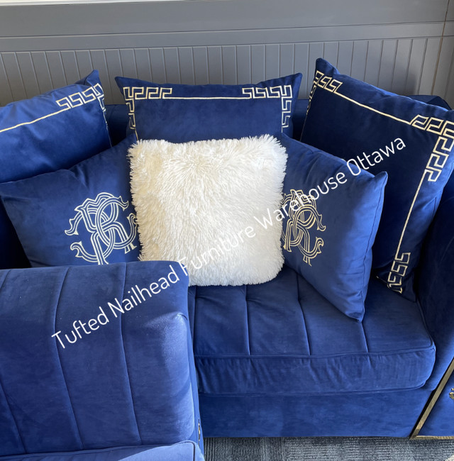 Highend Living Room 3Pc Set Royal Blue & Gold  Starting at $949 in Multi-item in Ottawa - Image 3