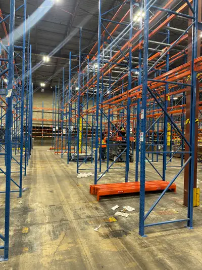We have a huge inventory of used 20' tall x 42" deep redirack industrial warehouse rack frames avail...