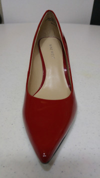 NINE WEST Shoes Patent Genuine Leather 6.5 Crimson Red BRAND NEW