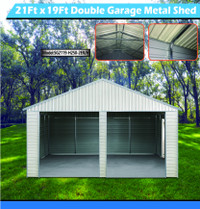 NEW 21 FT X 19 FT DOUBLE METAL GARAGE SHED