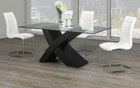 Glass Dining Table 67" With Espresso Wood Base/ RAMSUN FURNITURE