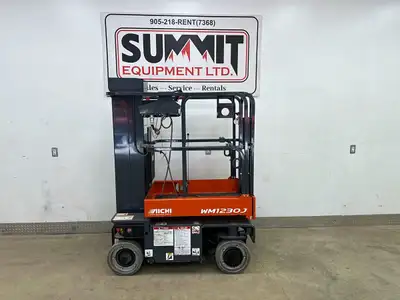 18 ft working height in a footprint that fits tight indoor jobs. Just 124 hours on this electric pus...