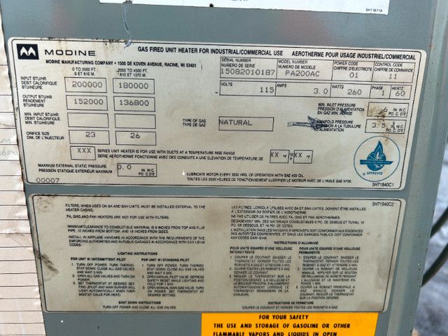 Aérotherme Modine dans Autres équipements commerciaux et industriels  à Drummondville - Image 2