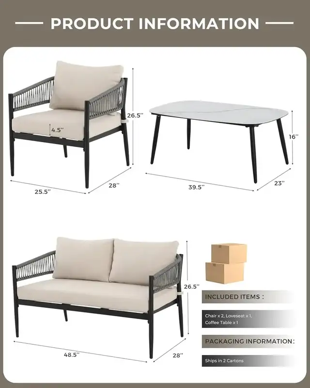 Brand New 4pcs Patio Furniture Set Faux Marble Table $459 | Patio ...