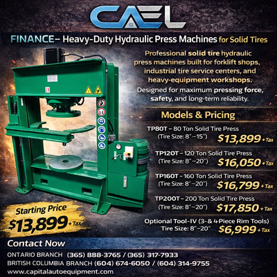 Heavy-Duty Hydraulic Press Machines for Solid Tires (80T–200T) 13,899 Professional solid tire hydrau...