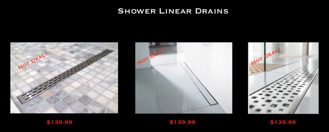 24" TO 59" Linear Drains, Tile Insert, Black ***Hot Deals! in Plumbing, Sinks, Toilets & Showers in City of Toronto