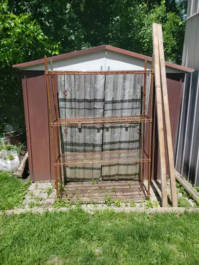 Comcan 4 Tier Metal Storage Rack Rusted Weathered Look $55, View more
