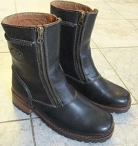 Harley Davidson Brown Leather Boot Double Zipper