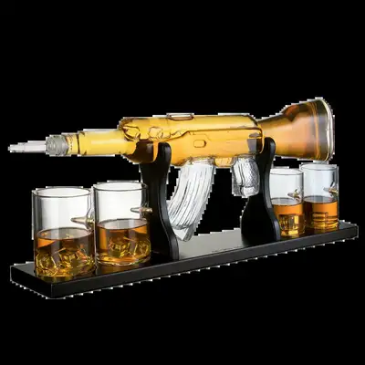 *BNIB!* Guns Large Decanter Set Bullet Glasses... LOT# 45, View more