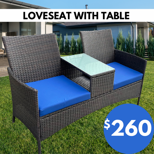 Outdoor Furniture Patio Love Seat with Cushions & Table in Patio & Garden Furniture in City of Toronto - Image 2