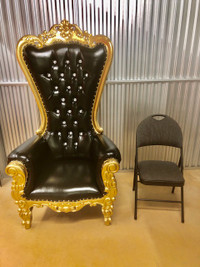 6ft tall Mahogany Throne Chair (Black on Gold) For Sale