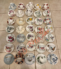 Vintage England Bone china 35 tea cups & saucers, sell as a lot 