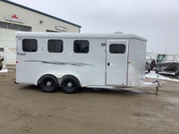 USED THURO BILT 3H RENEGADE HORSE TRAILER FOR SALE IN NISKU, AB - TANDEM 5200lb AXLES - SEALED & ENC... (image 1)