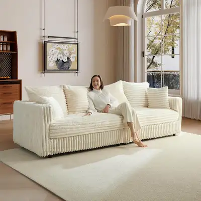 Plush Cloud Sectional Sofa – Oversized 8.6 FT Corduroy Couch, View more